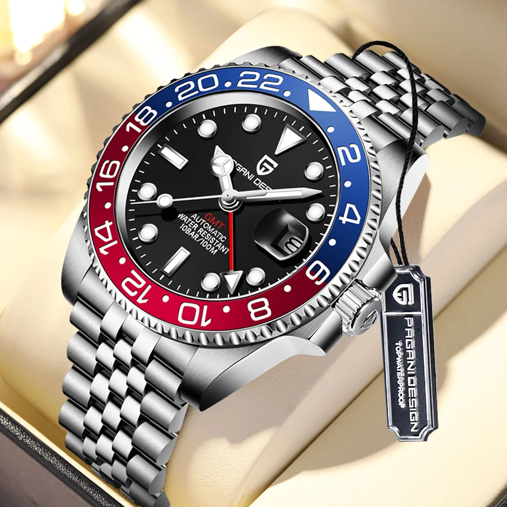 PAGANI DESIGN العلامة التجارية الأعلى 100 متر مقاوم للماء التلقائي الميكانيكية NH34 ساعة 316L الفولاذ المقاوم للصدأ ساعة رجالي PD-1662 reloj hombre
