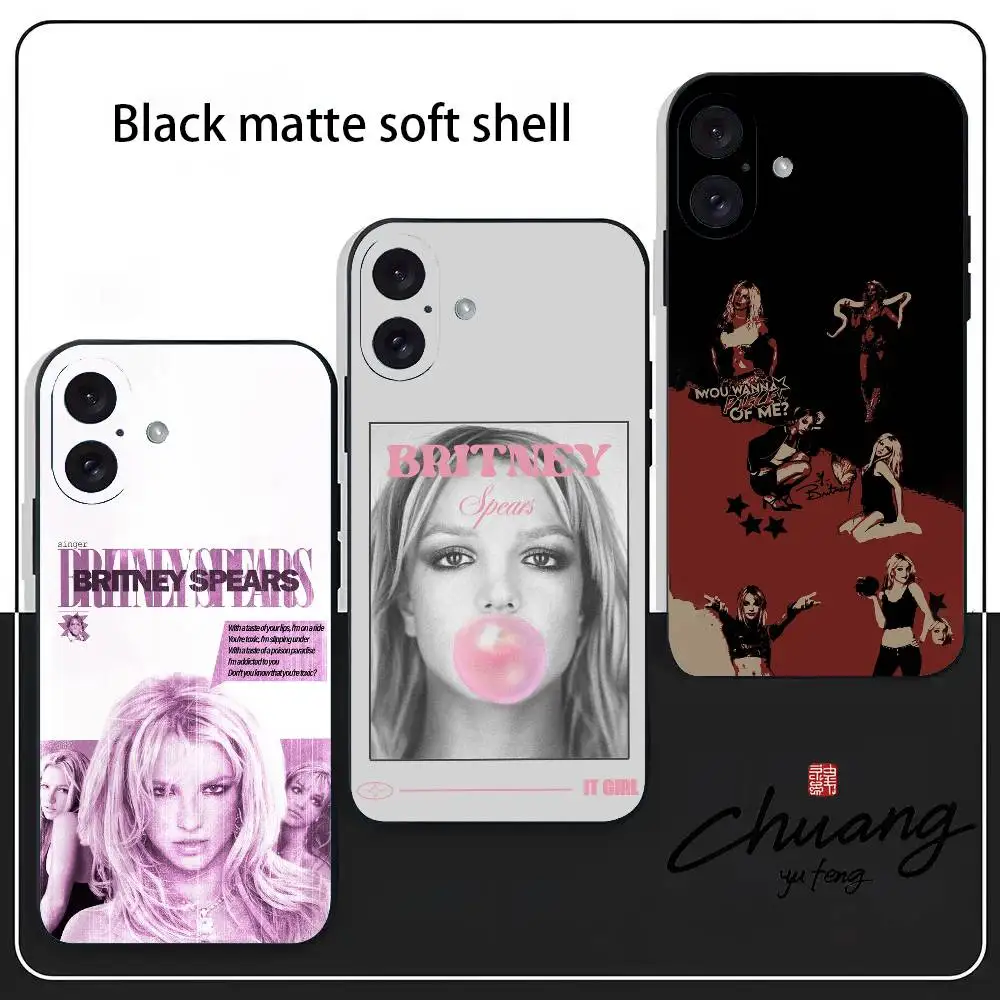 

Singer B-Britney Spears Phone Case Stylish Black Matte TPU Case For 11-16. Anti-slip And Wear-resistant