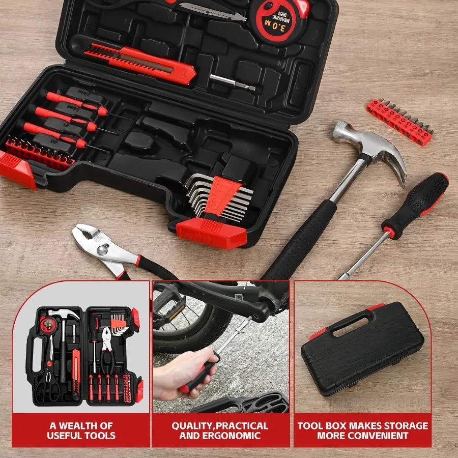 39 Piece Home Tool Kit for Everyday Home Repairs: Compact Hand Tool Set with Portable Storage Case Ideal for Small Spaces and W