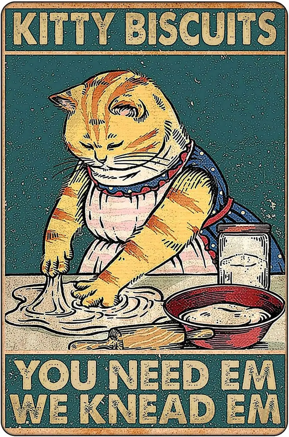 Kitty Biscuits You Need We Knead Cat Decor Sign Vintage Room Decor, Cute Kitchen Decor Gifts For Cat Lovers  (020)