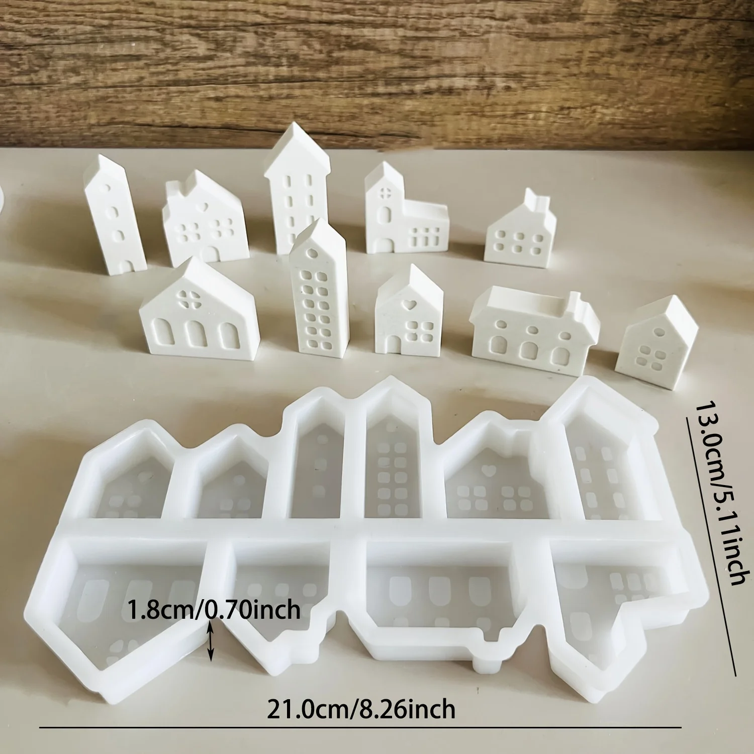 10/12 Hole 3D Nordic Style Small House Candle Mold Handmade DIY Mini House Gypsum Concrete Cement Mold - view 5