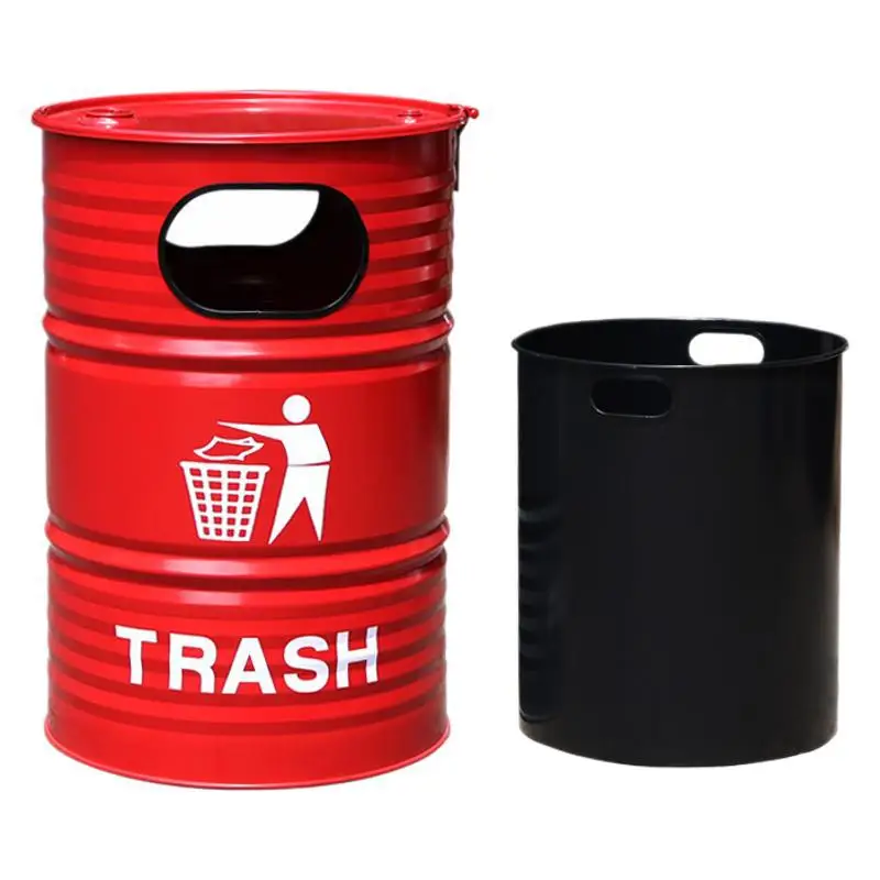 

Creative industrial style, wrought iron trash can, outdoor courtyard ornament, bar and restaurant