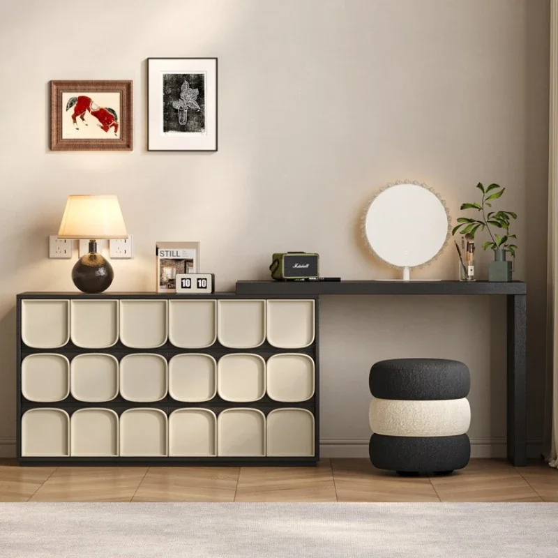 

Medieval dresser, chest and cabinet integrated, corner bedside cabinet 2025 new retractable solid wood makeup table