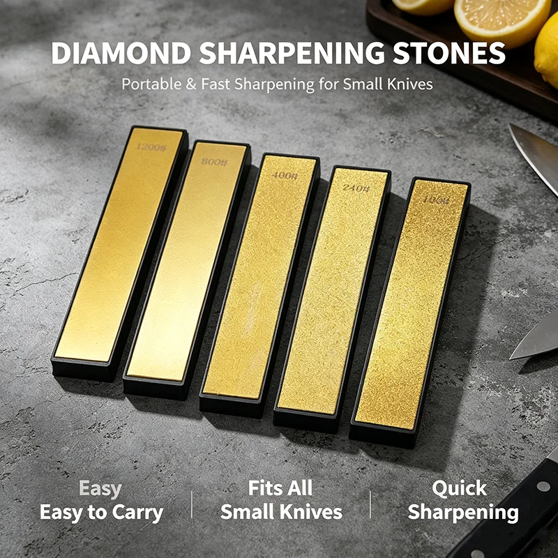 Diamond Golden Knife Sharpening Stones RUIXIN PRO Professional Fixed Angle Knife Sharpener Kit Whetstone Set With Base