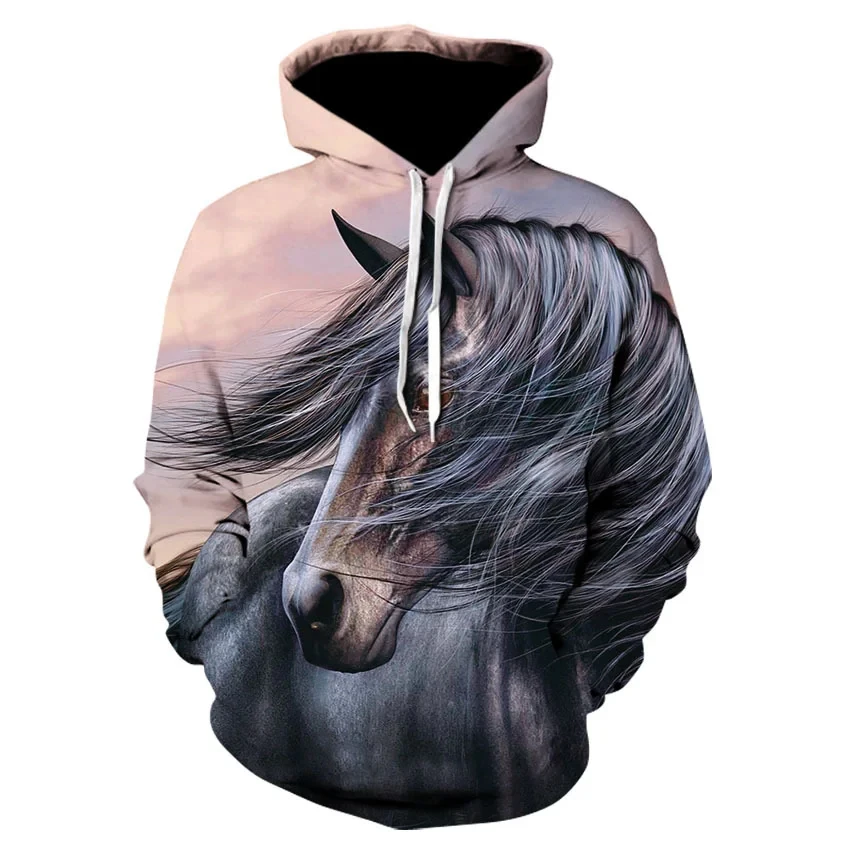 Autumn new Kids Hoodies Sweatshirt 3D Horse Animal Pattern Pullover Fashion Casual Men/Women Hoodie Sweatshirt Men coat