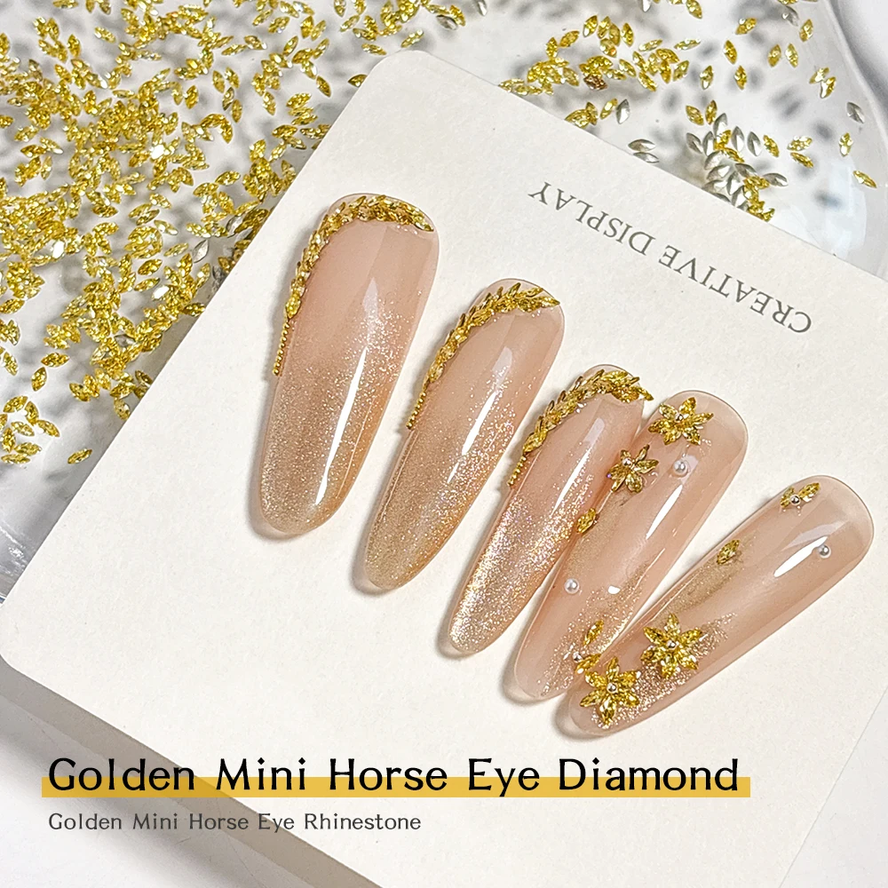 ゴールドミニホースアイドリルマルチサイズ尖った底模造クリスタルストーンネイルデコレーションアクセサリー手作りネイルデコレーション