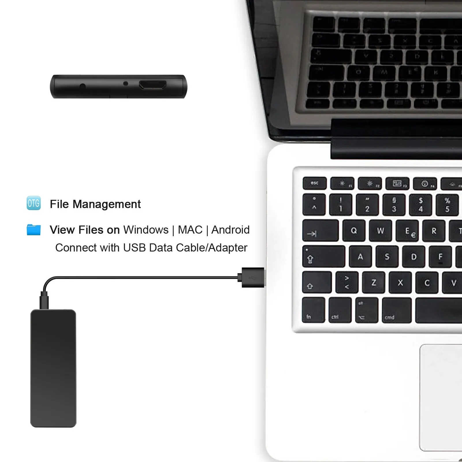 Vandlion V55 64G مسجلات صوت صغيرة رقمية 1100 مللي أمبير في الساعة 150 ساعة جهاز تسجيل الصوت فلاش USB المستمر WAV #4