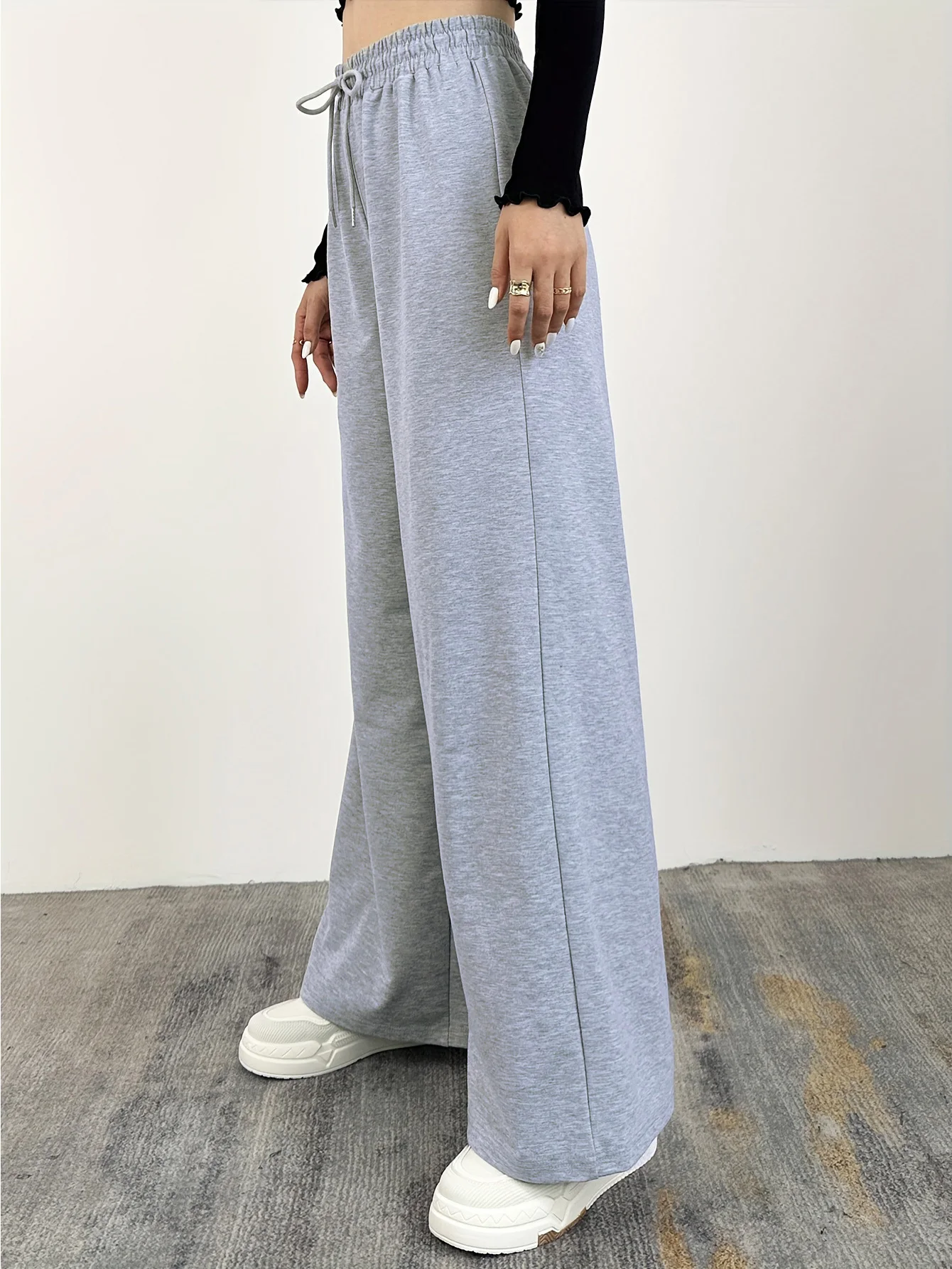 

New Wide Leg Pants For Women Straight Pants Bottom All-Math Plain Fitness Joggers Pants Travel Basic Casual Pants On Sale