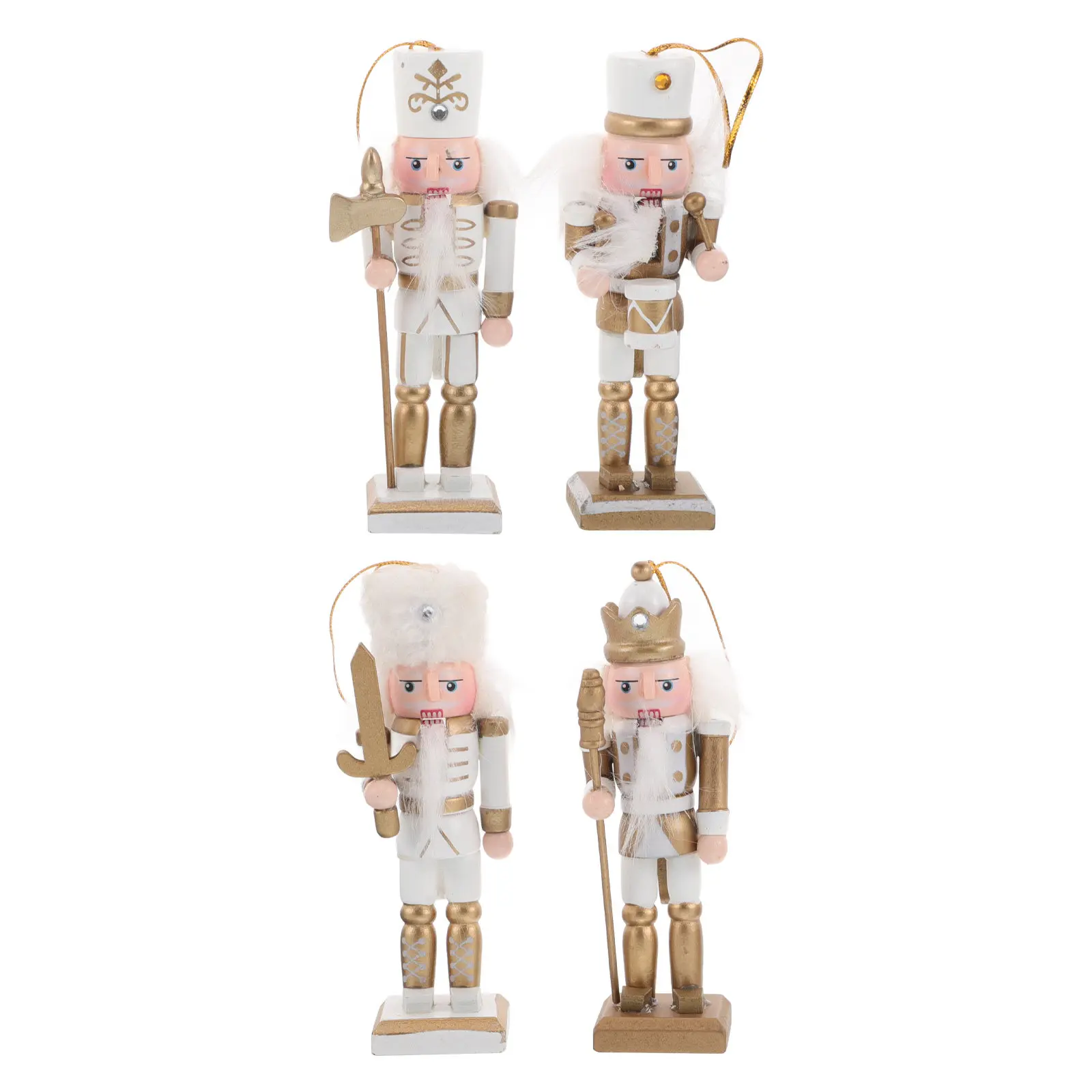 

4Pcs Wooden Nutcracker Pendant Hanging Christmas Decoration for Tree Living Room Bedroom Holiday Party Festive Xmas Nutcracker