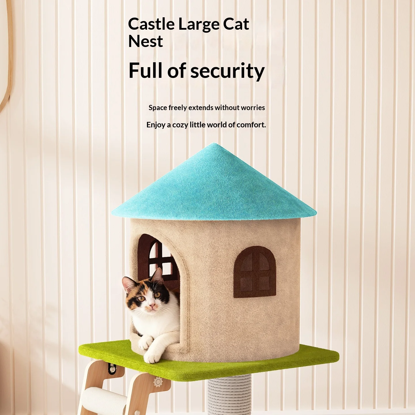 Árbol rascador de sisal para gatos multinivel con hamaca, cama y casa - imagen 4