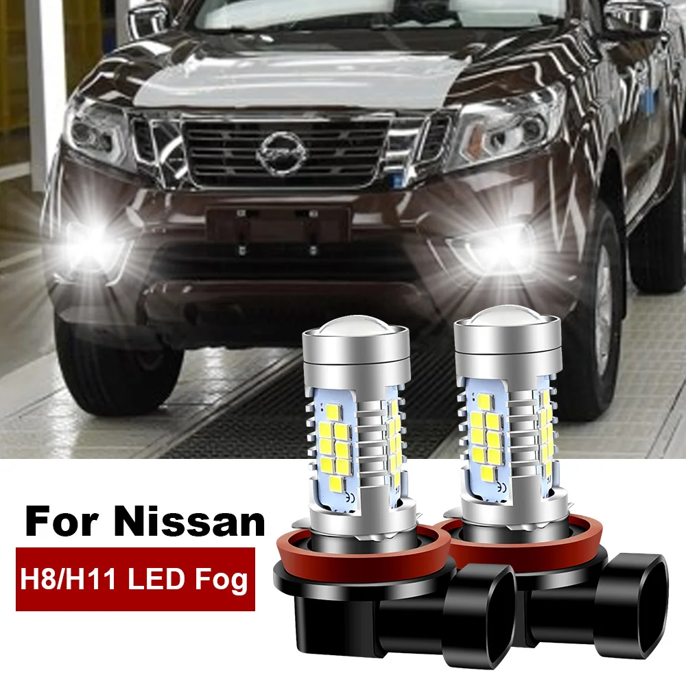 2pcs LED Fog Light Blub H8 H11 3000LM For Nissan Navara NP300 D40 D23 Almera Cube Patrol Pulsar Terrano Maxima Micra NV200 NV250