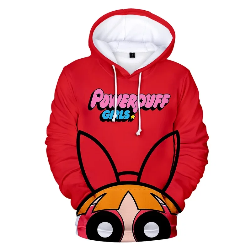 Kawaii Anime Powerpuff Cute Girls Hoodie Sweatshirt Men Women Spring Autumn Pullovers Harajujku Powerpuff Kids Anime Clothes