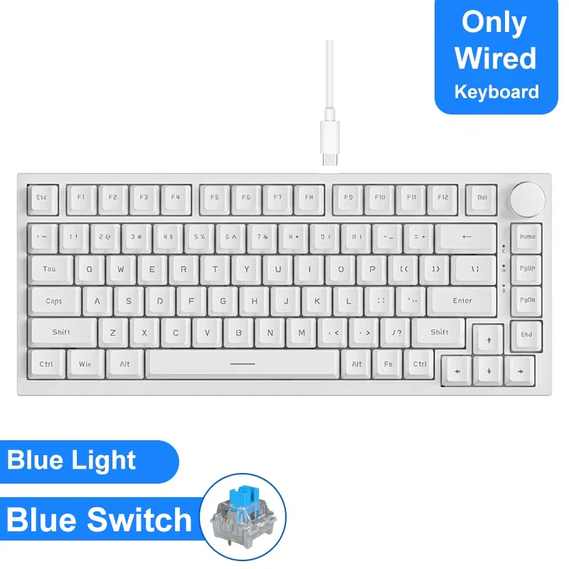 AJAZZ AK820 / AK820Pro Gaming Mechanical Keyboard 75% 82 Keys Wired Single Mode/Bluetooth Wireless Gamer Keyboard for Laptop PC image 3