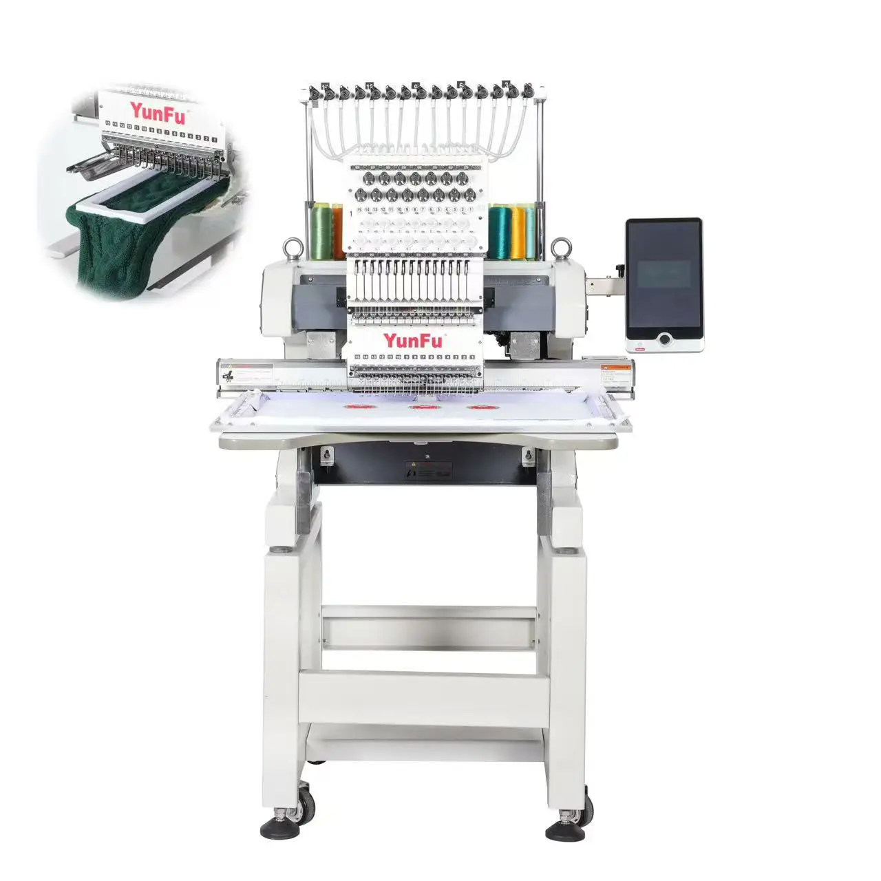 Factory Direct Sale  Single Head Automatic C Style Embroidery Machine Large 12/15 Needles Home Use Flat/Cap