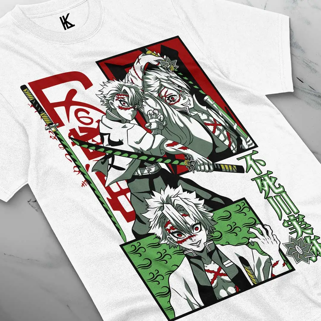 Sanemi Kokushibo Shirt Wind Hashira T-Shirt Demon Slayer Anime Tee Doma Tshirt All Sizes Cotton