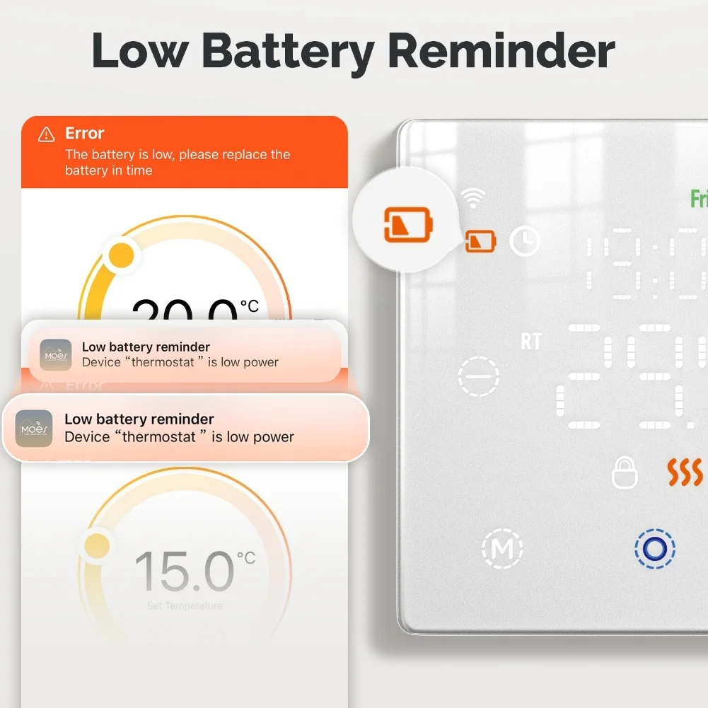 Digital Programmable Thermostat with WiFi for Gas Boilers Enables Remote Temperature Control and Smart Home Integration