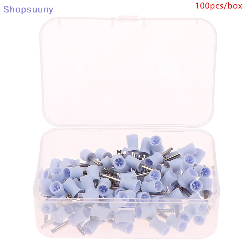 [SU]100Pcs Dental Polishing Cup Latch Type Rubber Tooth Polish Polishing Brush Prophy Cup For Low Speed Handpiece Oral Hygiene
