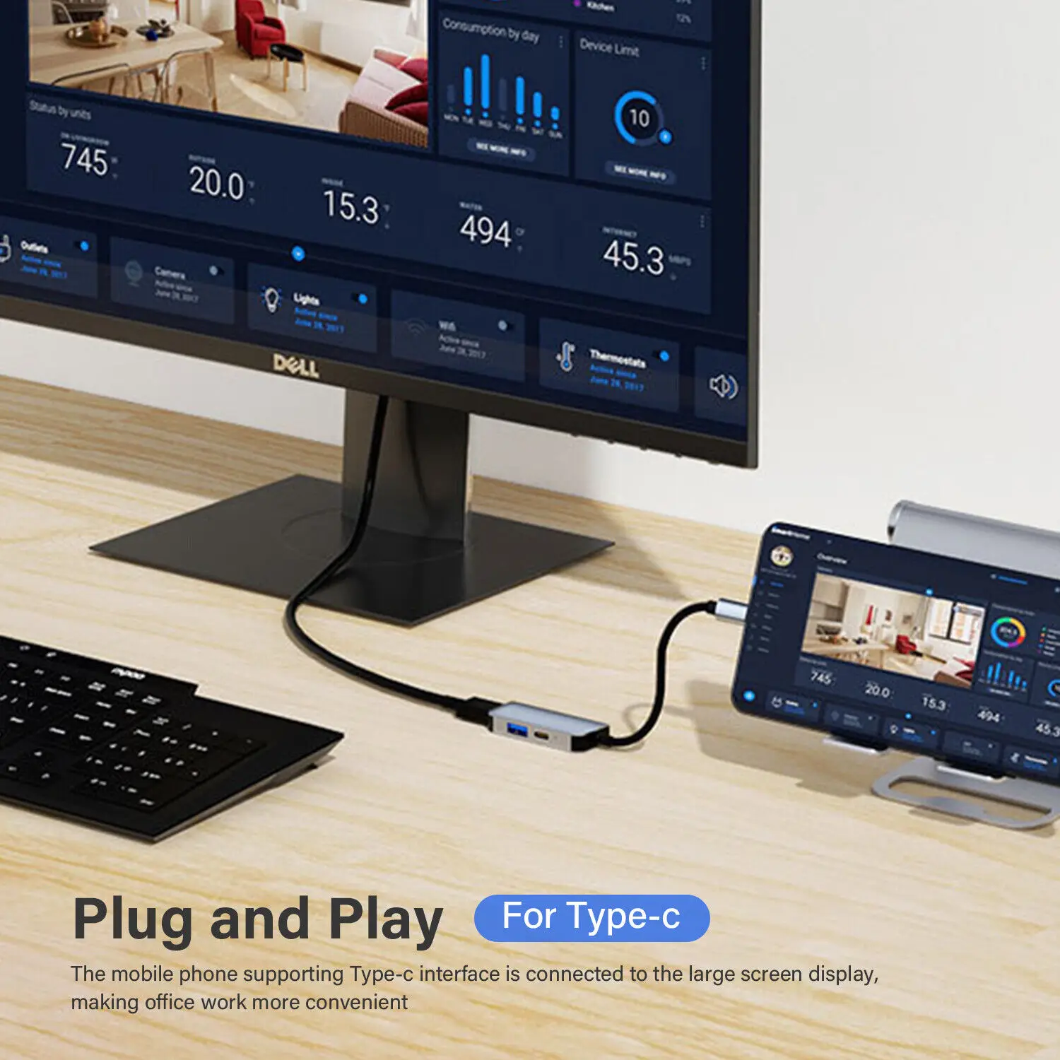 USB C к HDMI многопортовый адаптер Тип C концентратор Thunderbolt 3 выхода USB 3,0 порт зарядки 100 Вт Galaxy MacBook iphone15 ipad