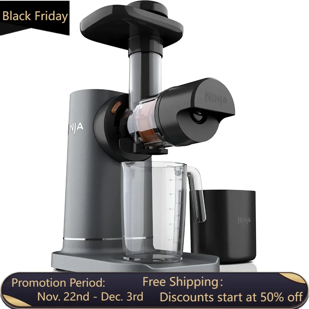 Cold Press Juicer, Powerful Slow Juicer with Total Pulp Control, Countertop, 2 Pulp Functions, Dishwasher Safe, Charcoal