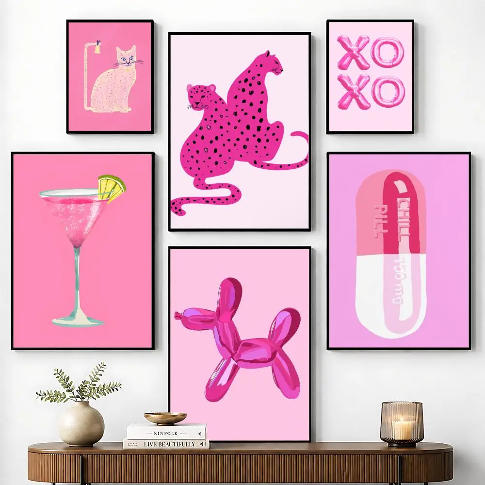 Pink Chill Pill Balloon Dog Cowgirl Poster Perfect Sticker Self Adhesive for Office Home Theater Wall Art Decor Fancy Gift