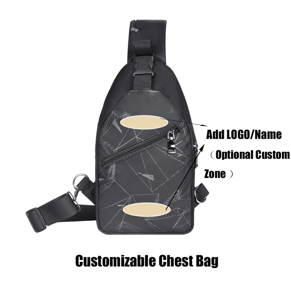 حقيبة صدر للرجال قابلة للتخصيص، أنيقة من ثلاث طبقات مضادة للسرقة، حقيبة كروس كاجوال من النايلون، حقيبة كتف ذات سعة كبيرة لمكتب السفر #1