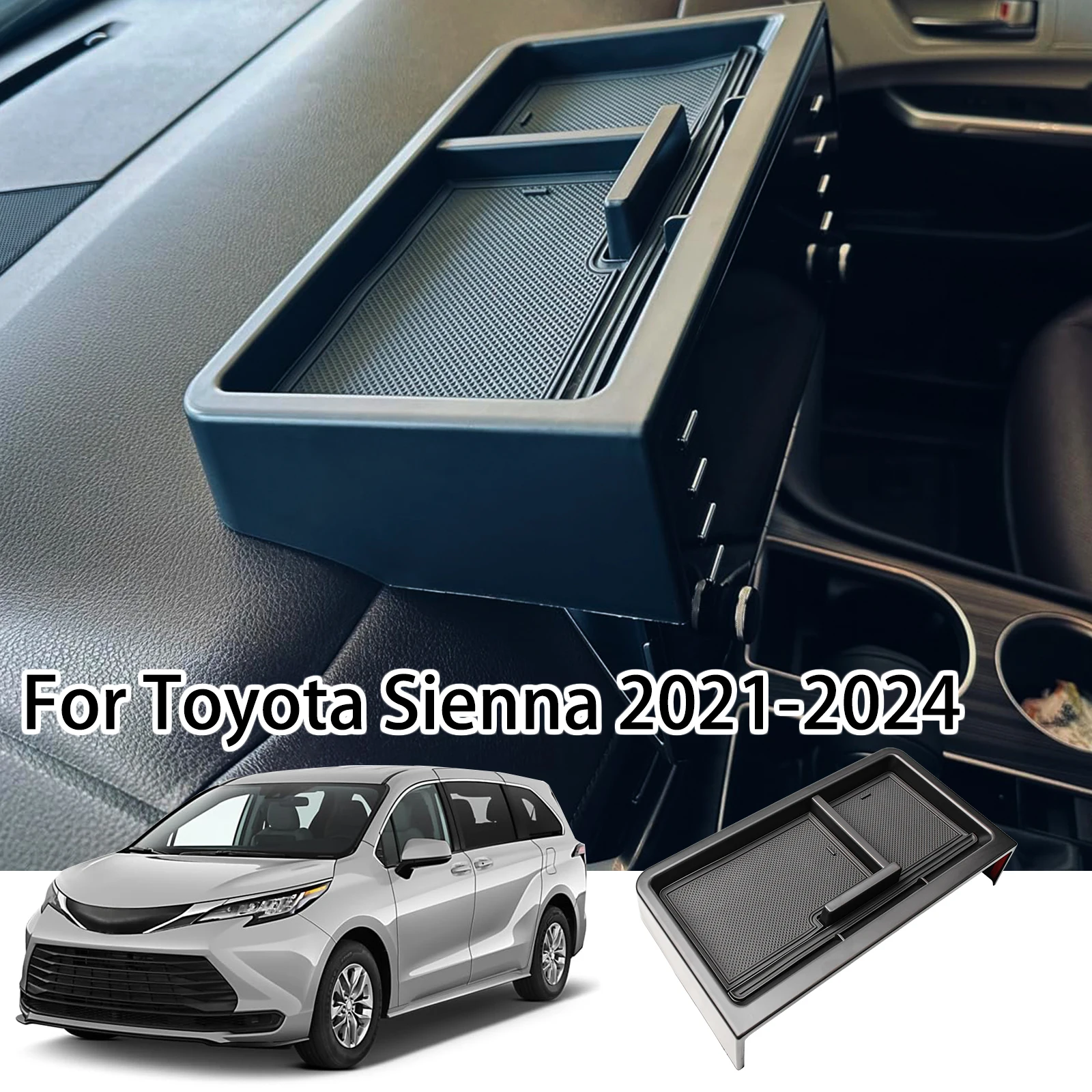 SixthSmoy Center Console Dash Storage Tray For Toyota Sienna 2021 2022 2023 2024 Dashboard Car Storage Organizer Accessories