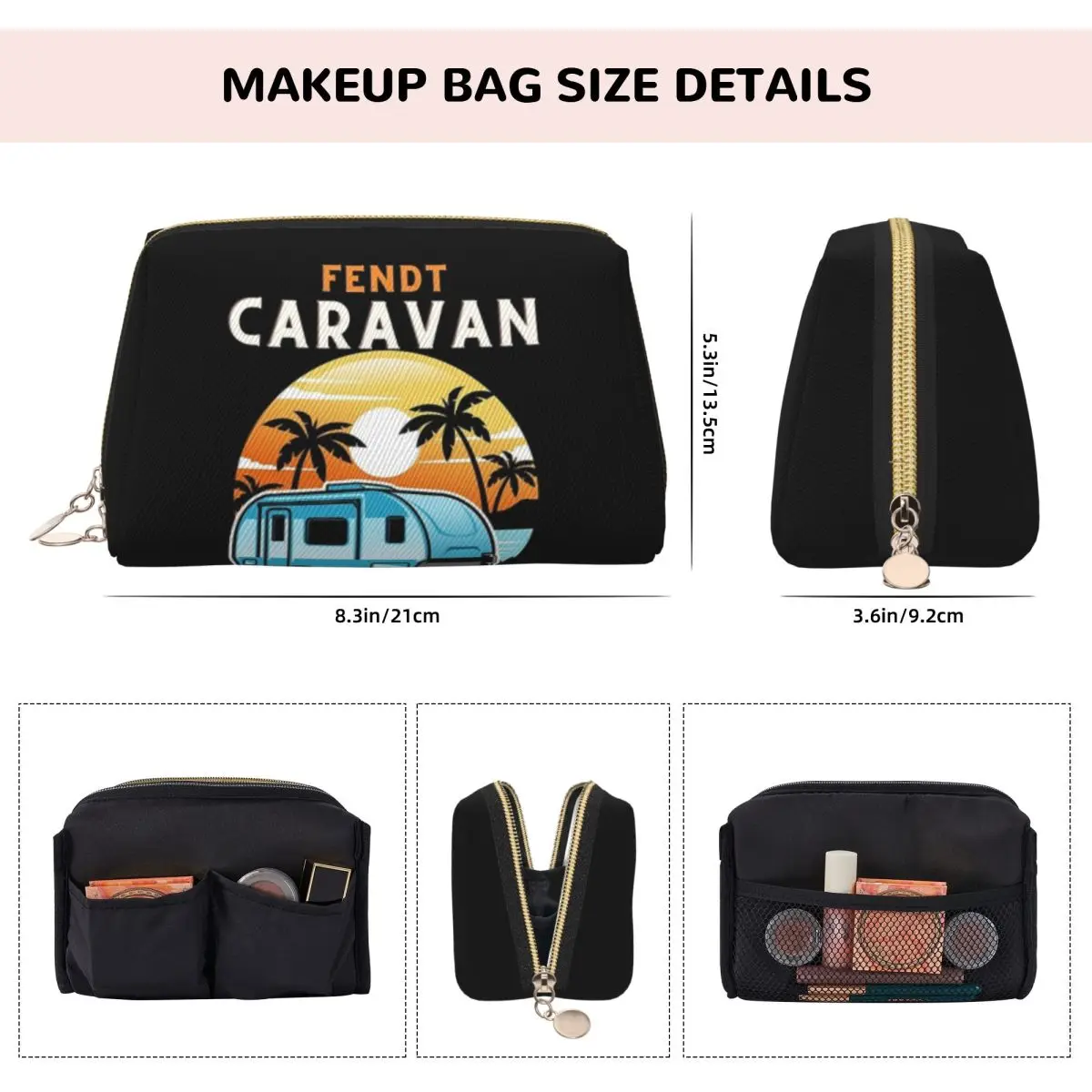 Fendt Caravan Essential Women Cosmetic Bags Travel Makeup Organizer Pouch Toiletry Storage Dopp Kit Box
