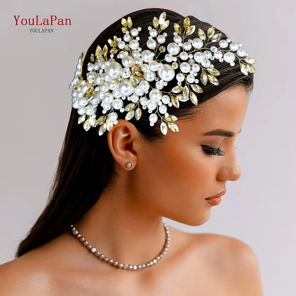 

TOPQUEEN Fashion Rheinstone Hair Comb Wedding Bridal Headwear Bridesmaid Headpiece Pearl Headdress Party Hair Ornament HP917