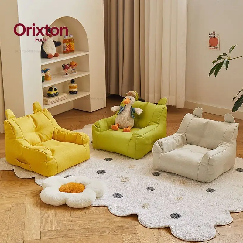 Solid Color Sofa Chair Cartoon Seat Children Sofa Lazy Cat Bean Bag Environ Mentally Friendly Portable Sofa