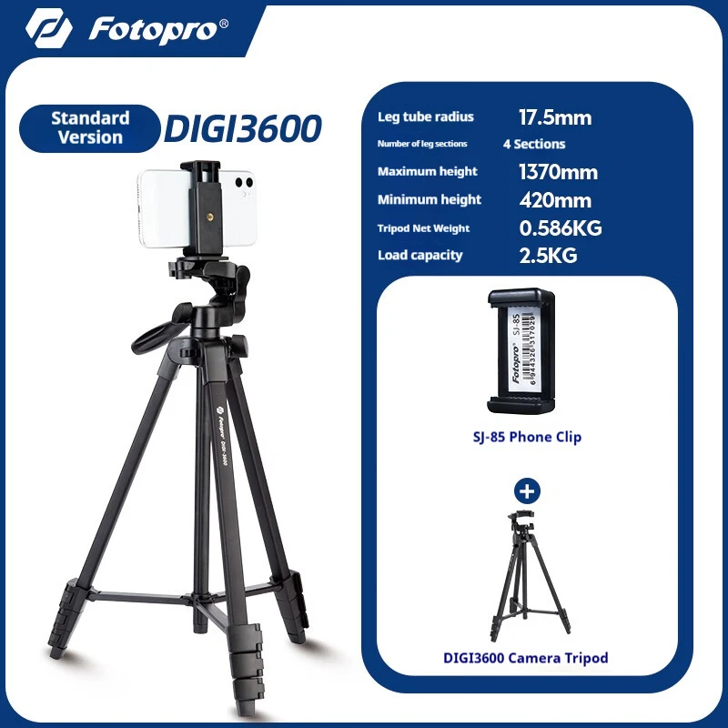 FOTOPRO DIGI Spiegellose Kamera-Stativhalterung, Smartphone-, DSLR-, Live-Streaming-, Vlog- und Kurzvideo-Halterung, Griff und Gimbal