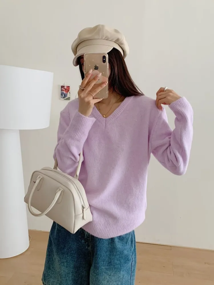 

Осенне-зимний женский свитер с v-образным вырезом, универсальный трикотаж для похудения, модный простой элегантный длинный термотоп све