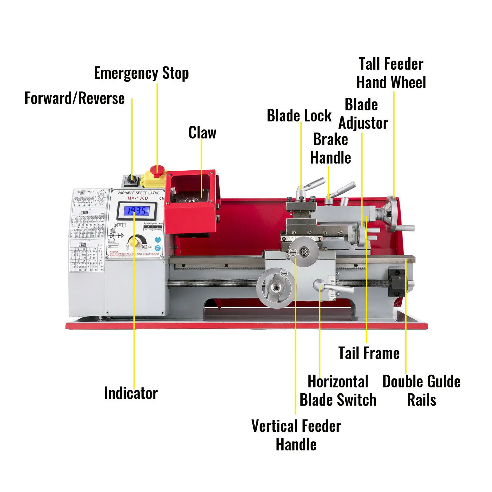 VEVOR  Precision Mini Lathe 2500 RPM 600W Mini Metal Lathe Variable Speed Milling Benchtop Wood Lathe Metal Lathe 7 x 12 Inch