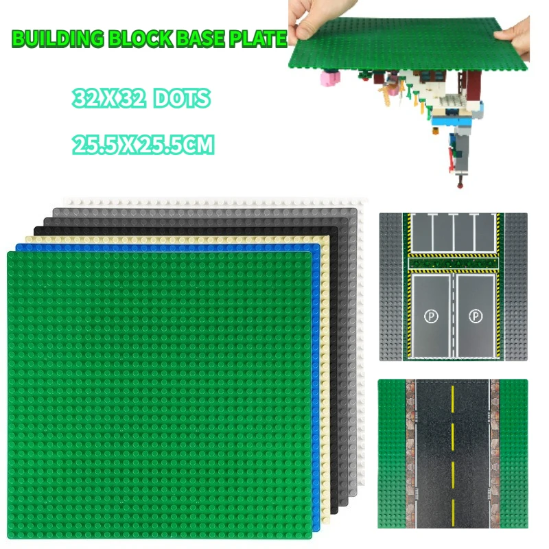 

New Smart Play Blocks for Kids: 32x32mm Green Base with Dot-Grain Design-DIY Road Parking Accessories & Assembly Toy