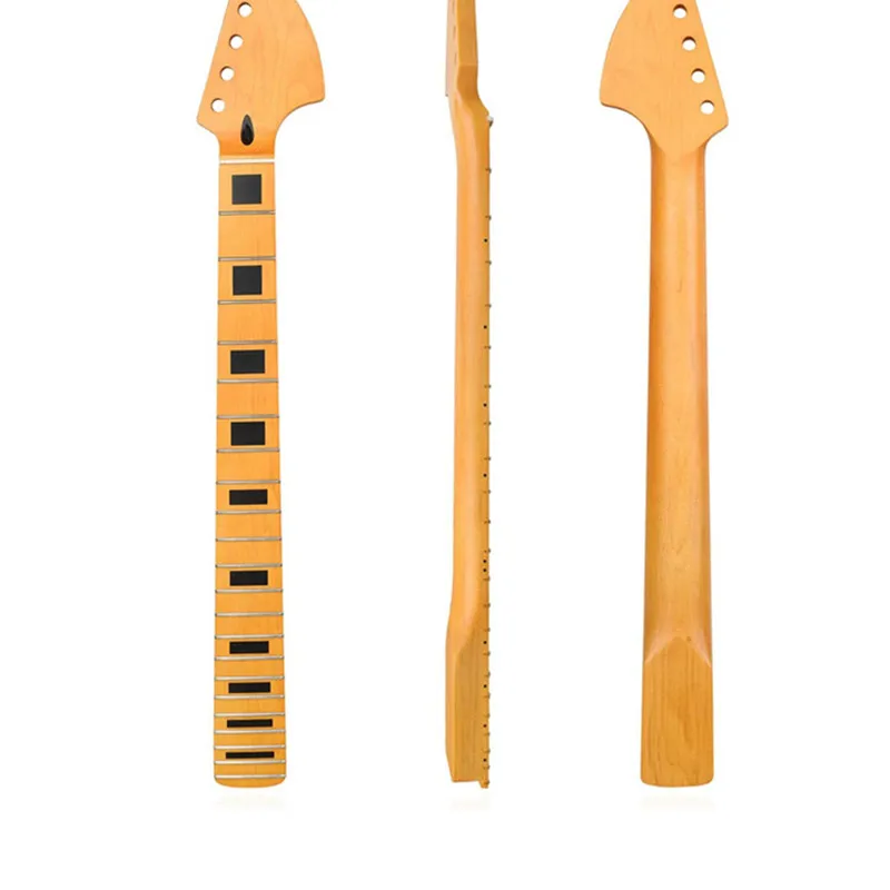 22 Frets Maple Neck with Maple Fingerboard For Electric Guitar Yellow Matte Paint Musical Instruments Accessories