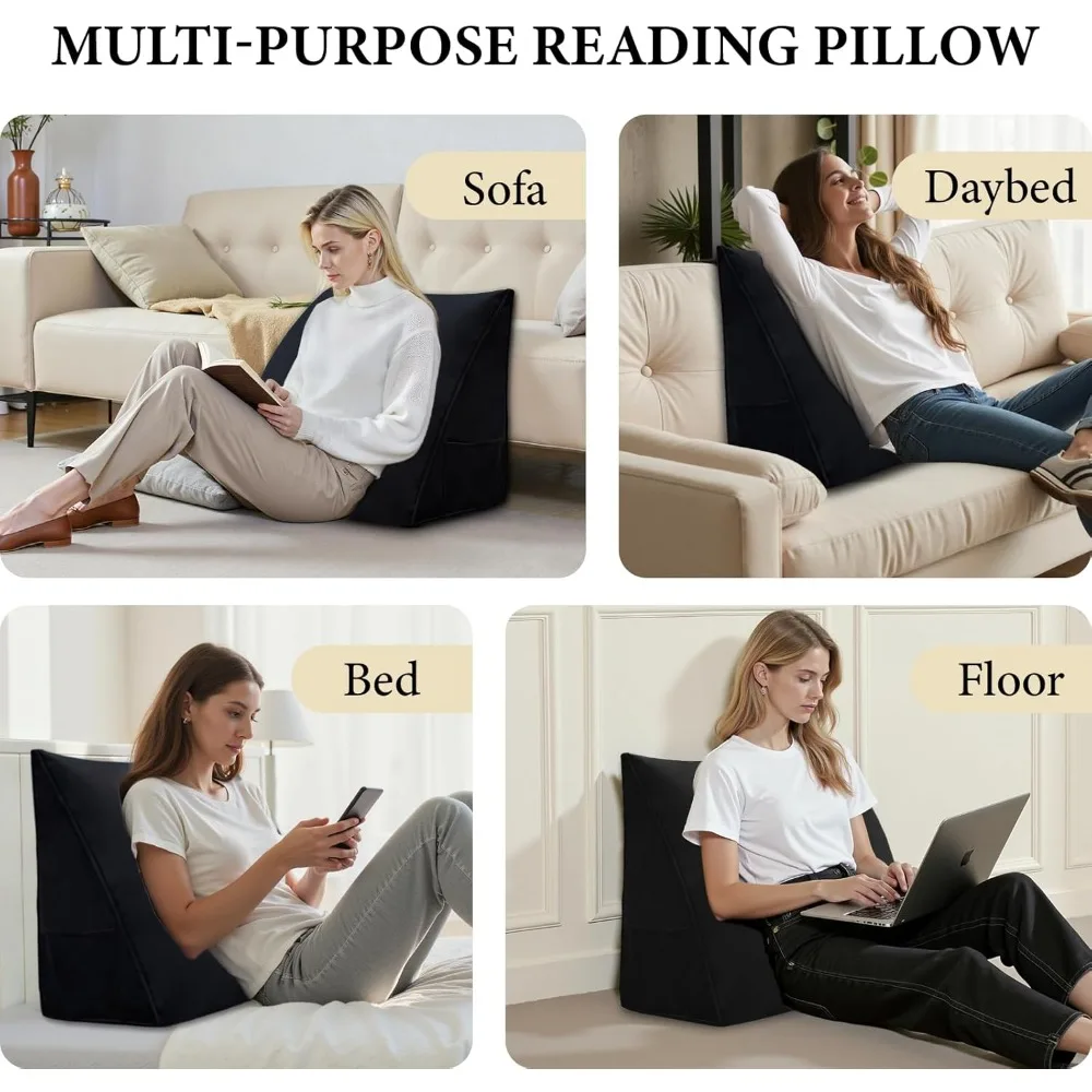 وسادة مثلثة لقراءة السرير ودعم الأريكة