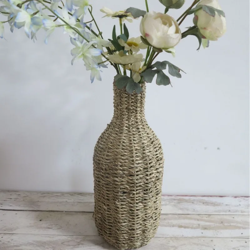 Decorative Woven Vase Tabletop Home Ornament Rattan تحف كبيره للمنزل Estantes Para Plantas Floreros Altos المزهريات