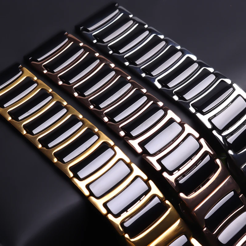 20mm 22mm Watchband Ceramic strap between stainless steel watch band strap for Huawei Smart Watch GT2/watch 2pro/Samsung watch