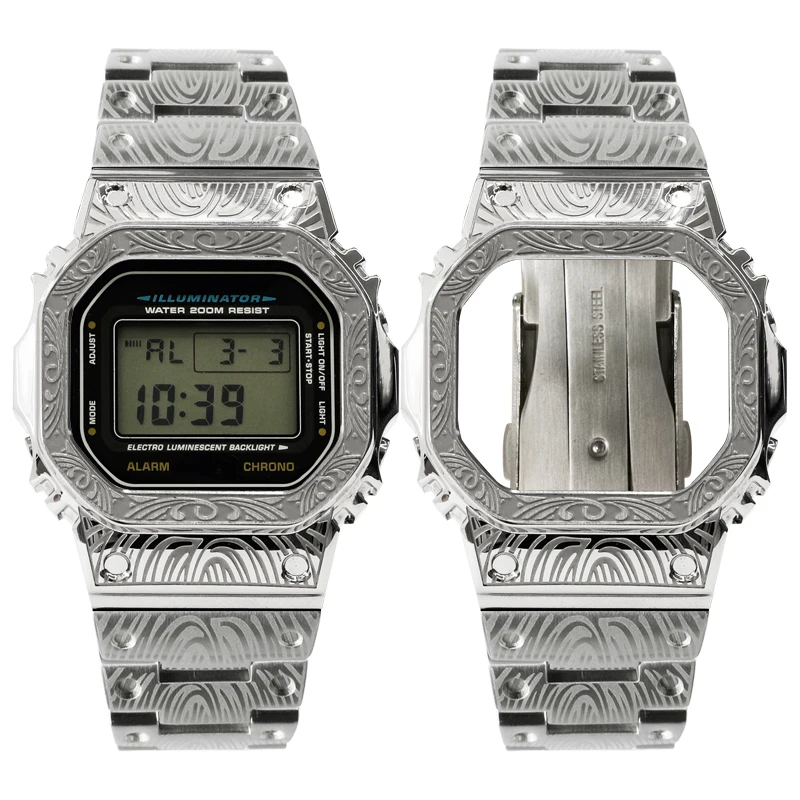 Metalen band horlogeband case bezel voor casio DW5600 mod kit retro stijl GW-M5610