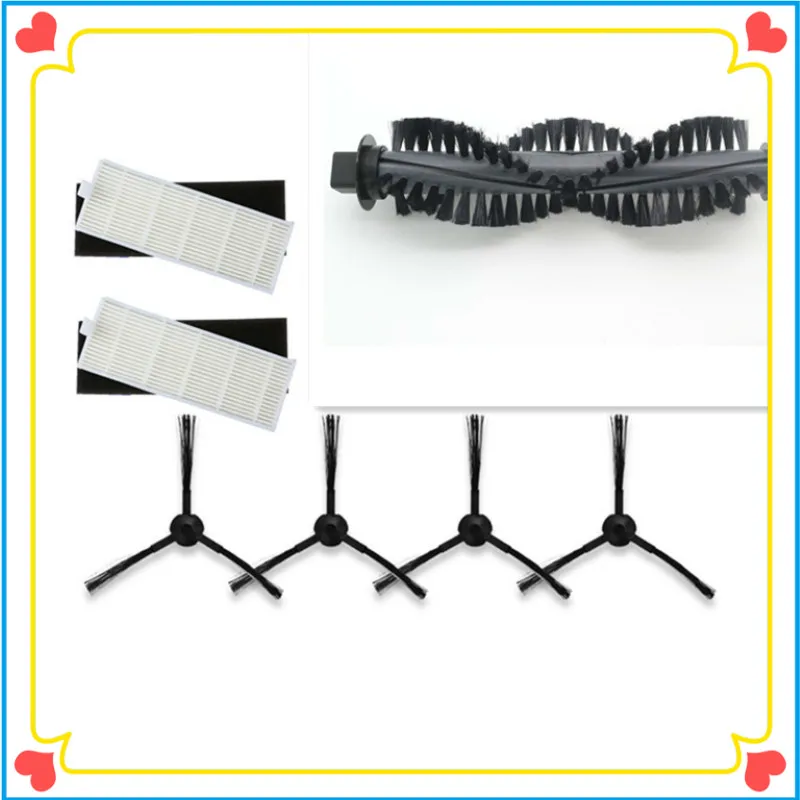 آيبوتو-روبوت مكنسة كهربائية x410 ، إكسسوارات منزلية سهلة ، فرشاة 4 جوانب ، فرشاة رئيسية واحدة ، فلتر هيبا 2