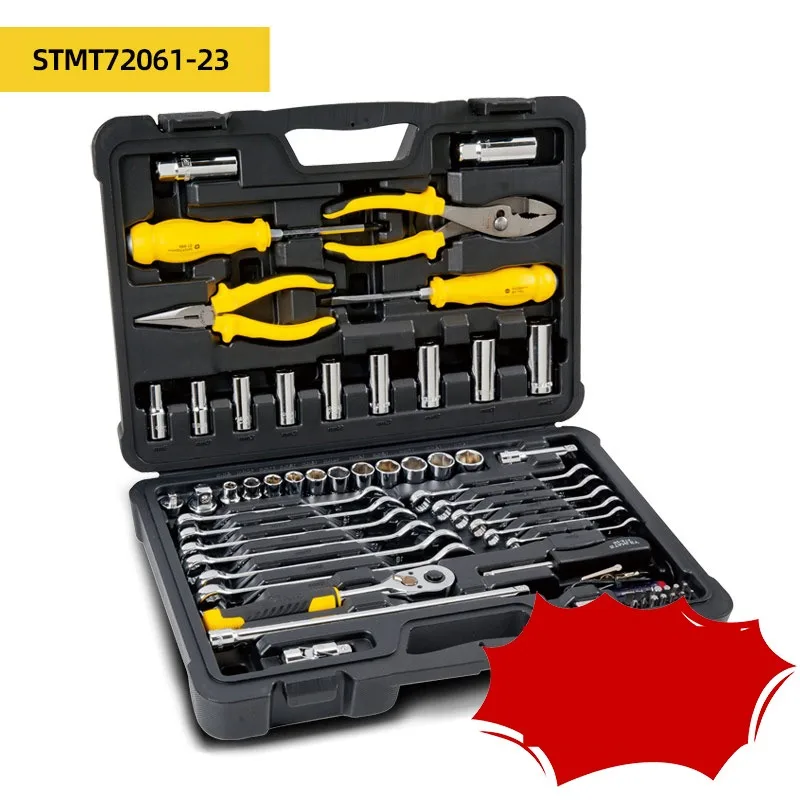 Stanley STMT82829 45Pcs Metric 10mm(3/8inch) Professional Car Repair Wrench Set Include Ratchet Wrench Handle Sockets Spark Plug