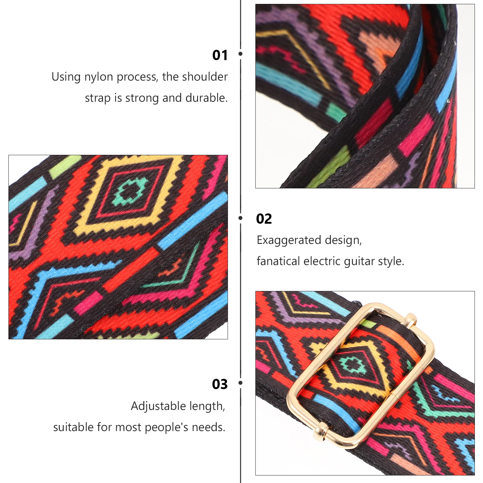 

Guitar Handbag Cool Strap Straps Neck Easy to Clean Colorful Nylon Stylish Instrument