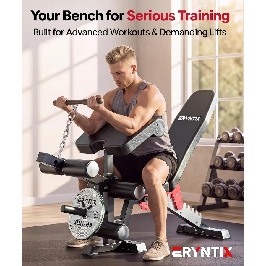 Adjustable Weight Bench, Heavy-Duty Workout Bench, 1600LBS Bench Press with Leg Extension, 21 Adjustable Positions, ISCC Plus C