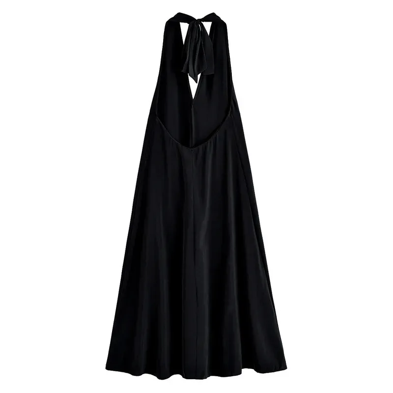 

Retro Black Sexy V-Neck Backless Lace-Up Evening Maxi Dress for Women Chic Party Dress Fashion 2025