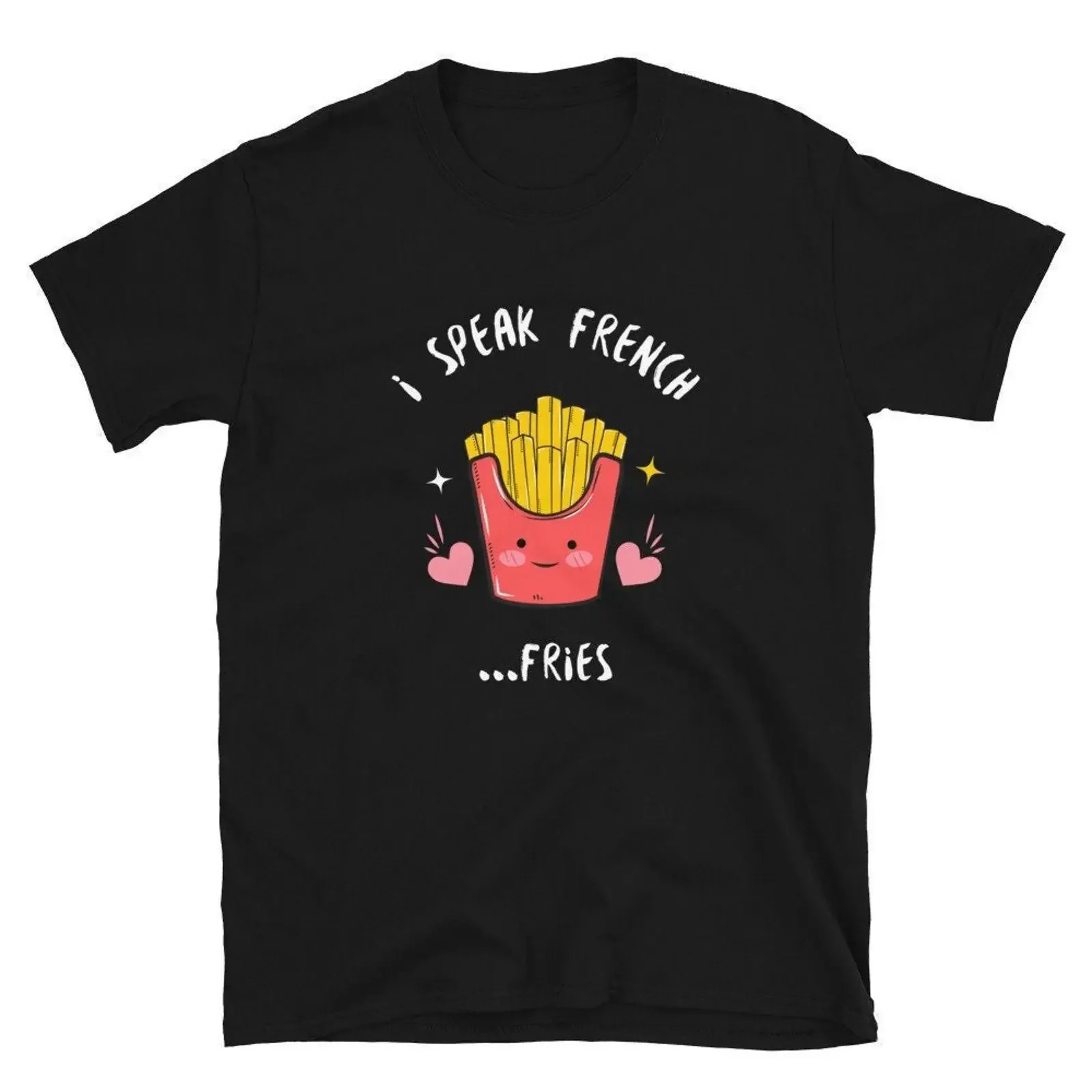 I Speak French Fries T Shirt Foodie  vintage Washed Slightly homme Comfortable designer clothes Soft fashion streetwear Stylish