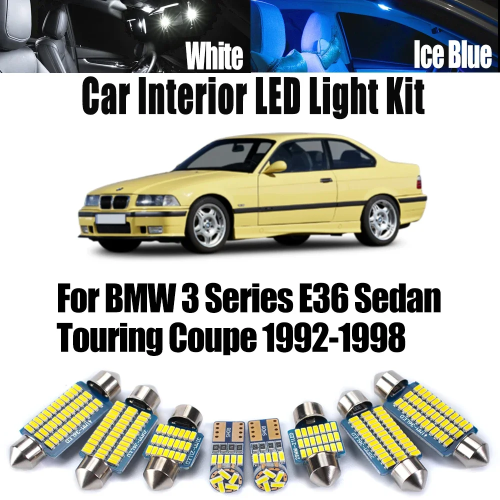 17Pcs Canbus LED Interior Map Dome Reading License Plate Light Kit For BMW 3 Series E36 Sedan Touring Coupe 1992-1998 Car Bulbs