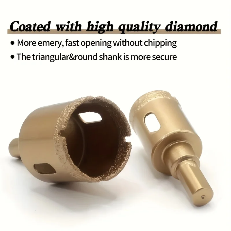12pcs Fiber Welded Hole Saw Drill Bit Set with Zip Tie Kit, Metal Triangle Shank, Suitable for Tile, Marble, Glass, and Ceramic, No Electricity Required, Professional Drilling Tool, 2025 Christmas Gift, Men's DIY Tool Gift