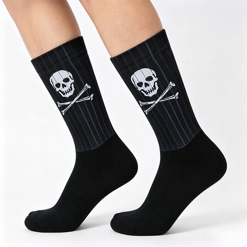 Skull Non-slip Sports Silicone Aero Cycling Socks Breathable Pattern Road Bike Racing Socks Calcetines Ciclismo - view 3