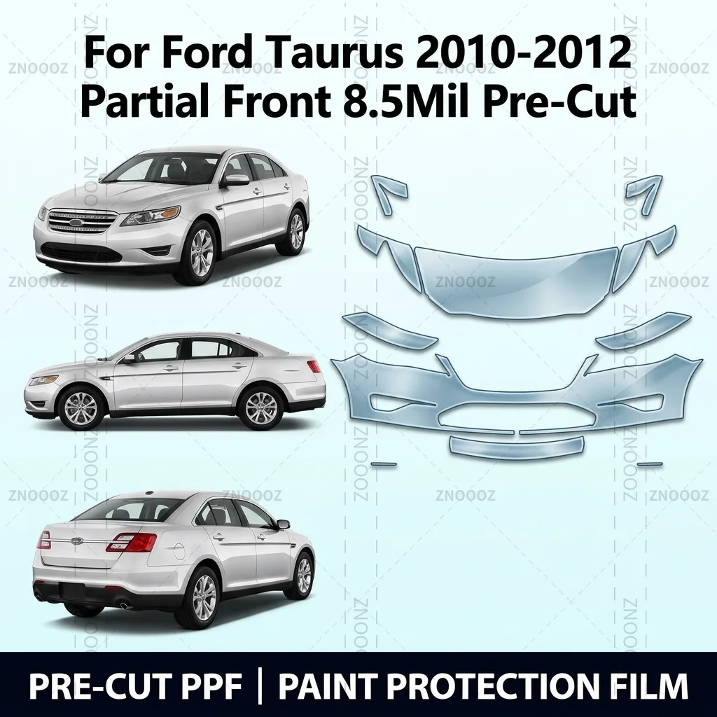 For Ford Taurus 2010-2012 Partial Front 8.5Mil Pre-Cut PPF Paint Protection Film Kit, Clear/Matte/Black Anti Yellowing