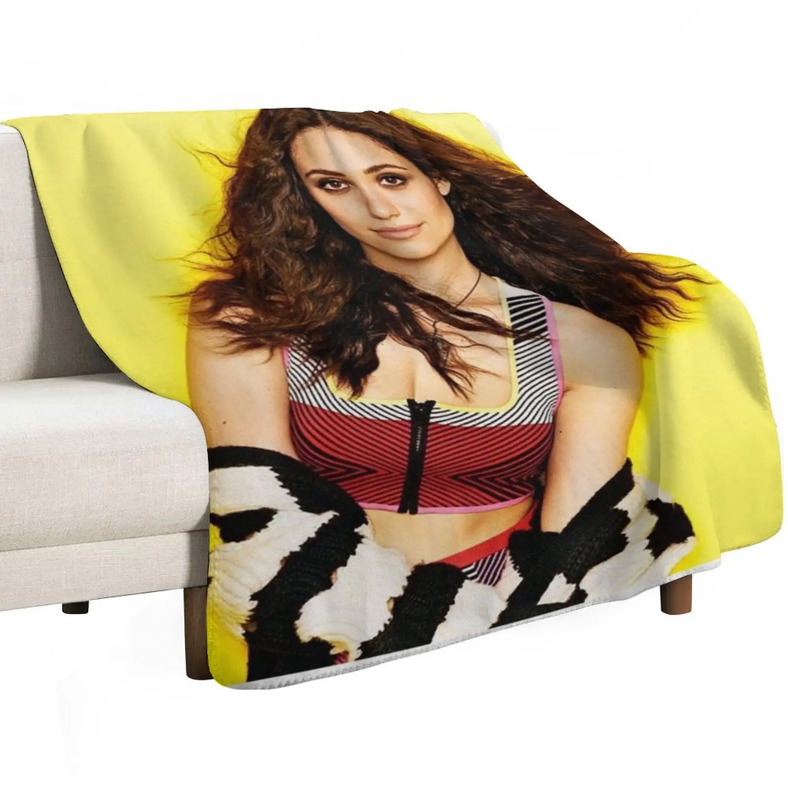 Emmy Rossum #1 Throw Blanket Stain Resistant Cozy Warm Blanket