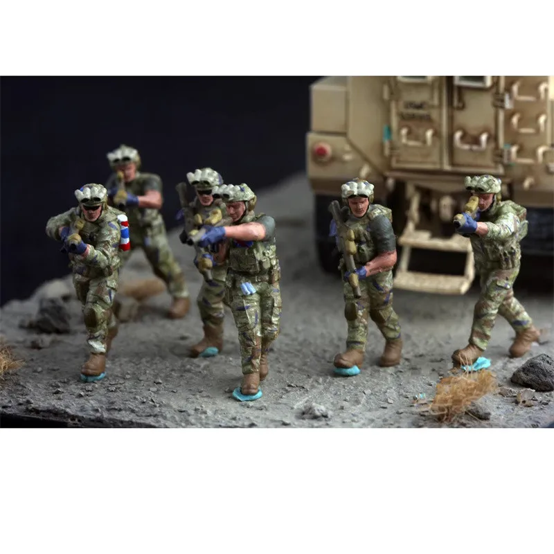 1:72 모델 6Pcs 영국 특수 공군 군인 특수 작전 팀 액션 피규어 장난감 DIY 장면 액세서리 디스플레이